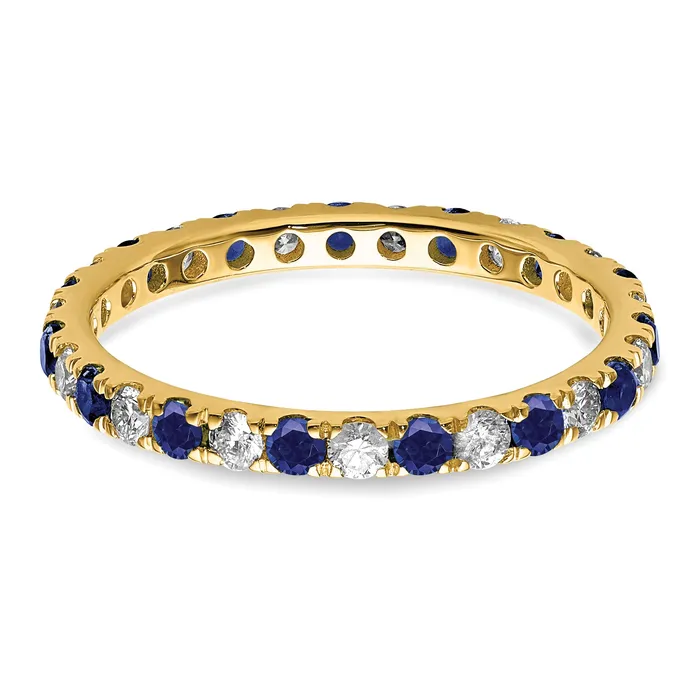 Rings Goldia 14k Yellow Gold 12 Ct Lab Grown Diamond VSSI G and Lab Created Blue Sapphire Eternity Band Ring