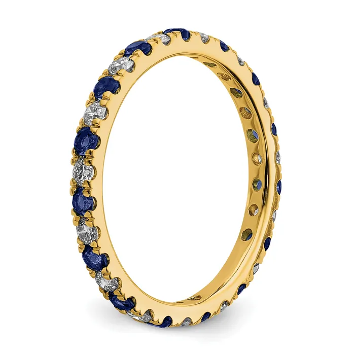 Rings Goldia 14k Yellow Gold 12 Ct Lab Grown Diamond VSSI G and Lab Created Blue Sapphire Eternity Band Ring