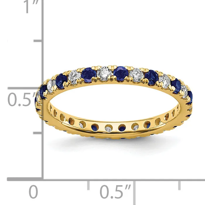 Rings Goldia 14k Yellow Gold 12 Ct Lab Grown Diamond VSSI G and Lab Created Blue Sapphire Eternity Band Ring