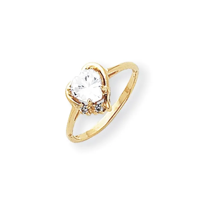 Rings Goldia 14k Yellow Gold 6mm Heart Cubic Zirconia AA Diamond ring