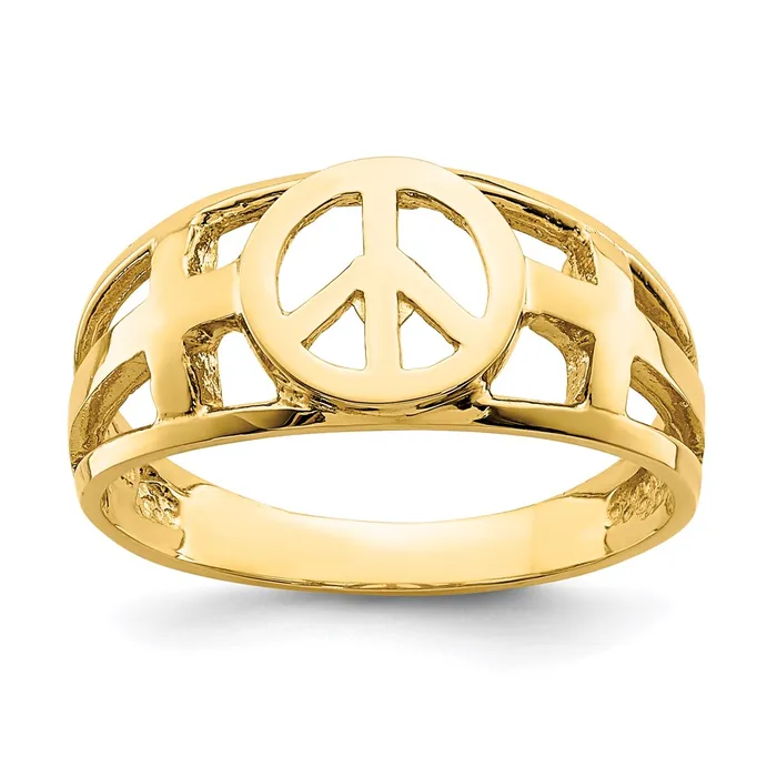 Rings Goldia 14K Yellow Gold Polished Peace and Cross Ring