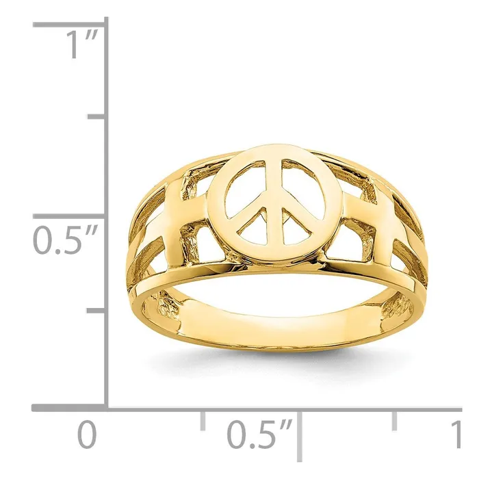 Rings Goldia 14K Yellow Gold Polished Peace and Cross Ring