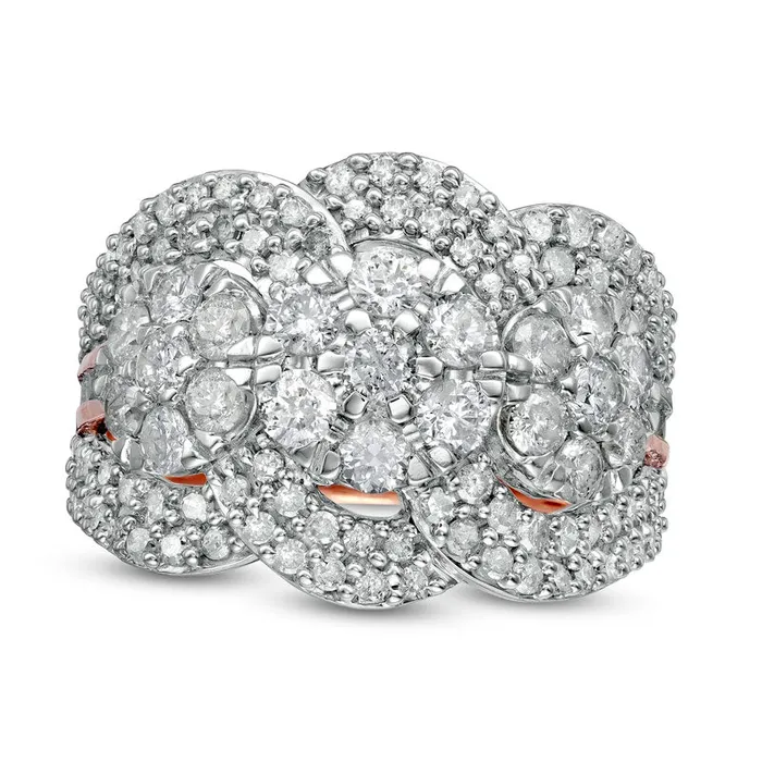Rings Goldia 20 CT TW Composite Natural Diamond Trio Ring in Solid 10K Rose Gold Rings Goldia 20 CT TW Composite Natural Diamond Trio Ring in Solid 10K Rose Gold