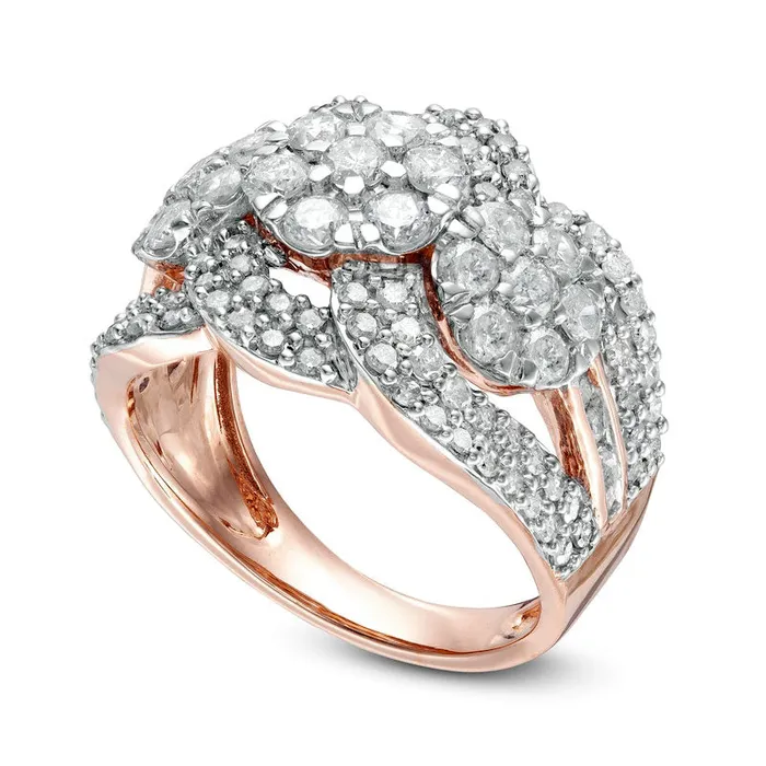 Rings Goldia 20 CT TW Composite Natural Diamond Trio Ring in Solid 10K Rose Gold Rings Goldia 20 CT TW Composite Natural Diamond Trio Ring in Solid 10K Rose Gold