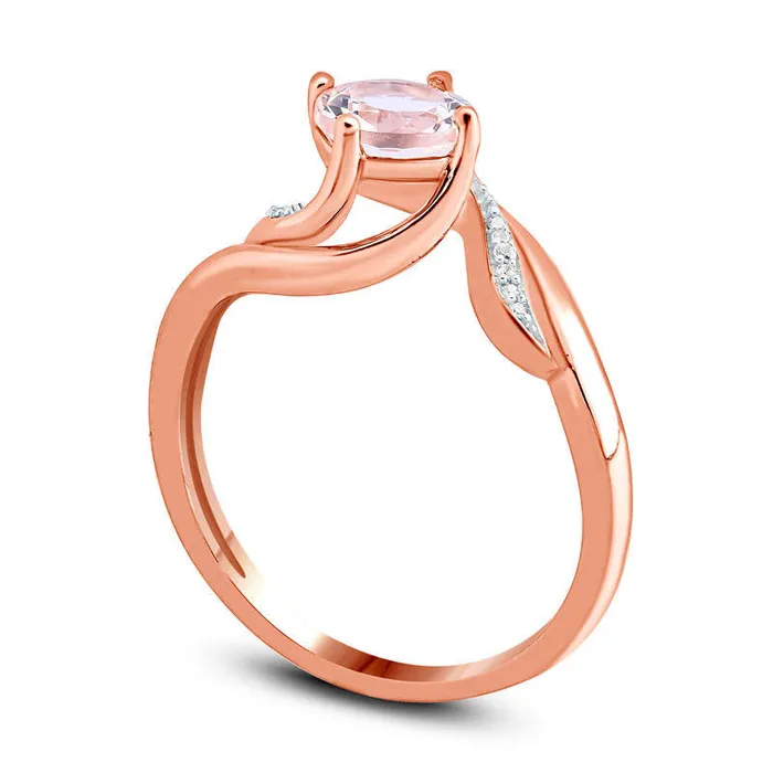 Rings Goldia 60mm Morganite and Natural Diamond Accent Swirl Bypass Ring in Solid 10K Rose Gold Rings Goldia 60mm Morganite and Natural Diamond Accent Swirl Bypass Ring in Solid 10K Rose Gold