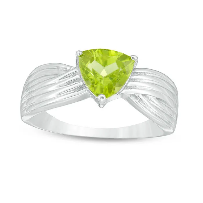 Rings Goldia 70mm TrillionCut Peridot Crossover Ring in Sterling Silver