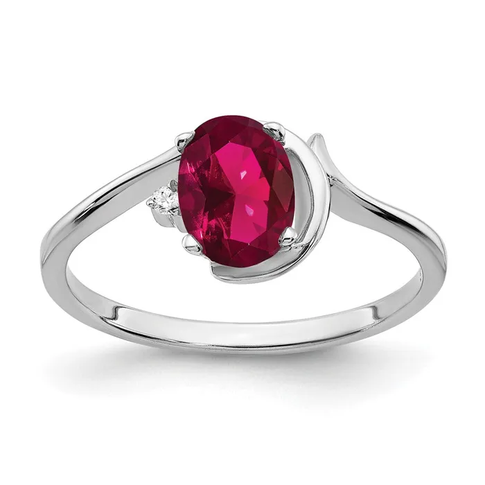 Rings goldiaca 14k White Gold 7x5mm Oval Created Ruby AAA Real Diamond ring Rings goldiaca 14k White Gold 7x5mm Oval Created Ruby AAA Real Diamond ring