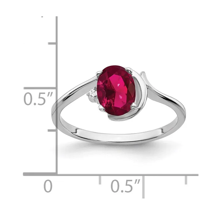 Rings goldiaca 14k White Gold 7x5mm Oval Created Ruby AAA Real Diamond ring