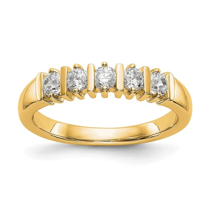 Rings goldiaca 14K Yellow Gold 5Stone Real Diamond Band