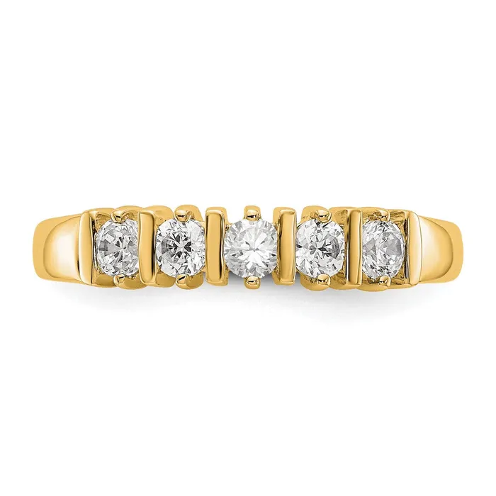 Rings goldiaca 14K Yellow Gold 5Stone Real Diamond Band