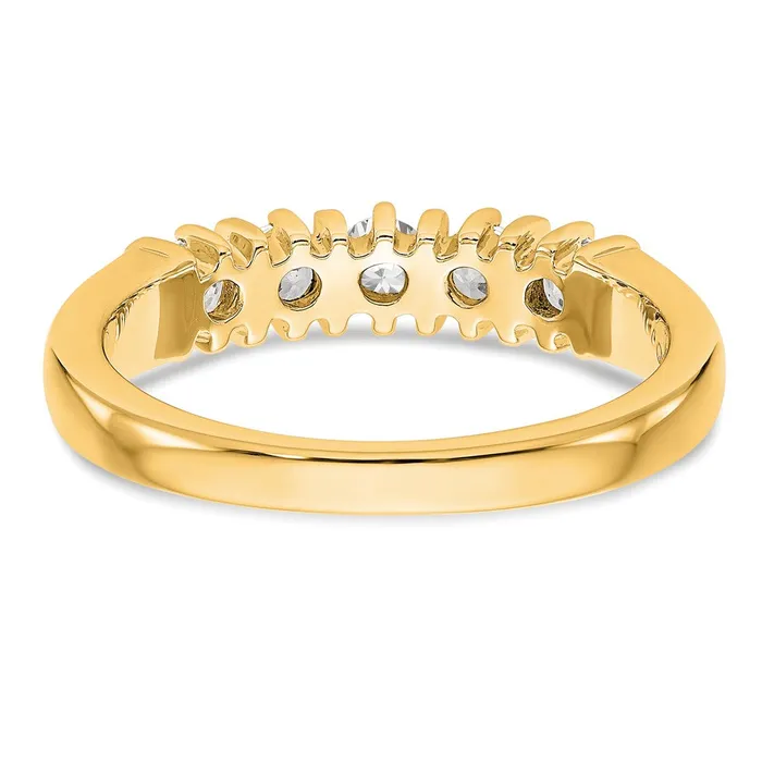 Rings goldiaca 14K Yellow Gold 5Stone Real Diamond Band