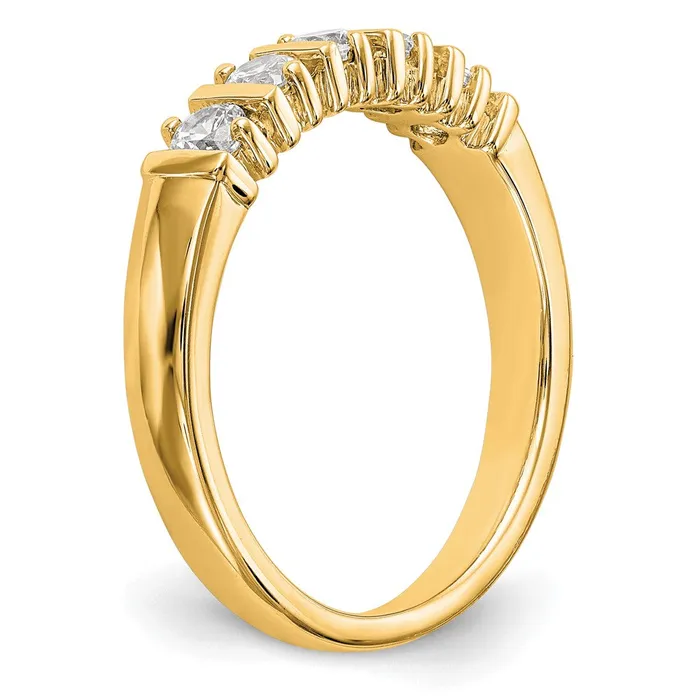 Rings goldiaca 14K Yellow Gold 5Stone Real Diamond Band