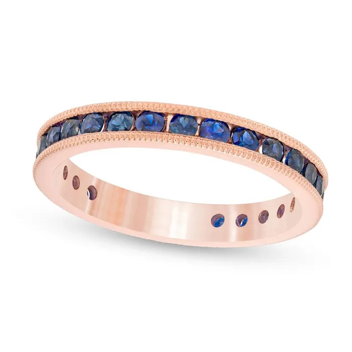 Rings Goldia Certified Blue Sapphire Eternity Band in Solid 14K Rose Gold Rings Goldia Certified Blue Sapphire Eternity Band in Solid 14K Rose Gold