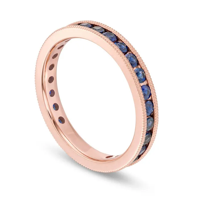 Rings Goldia Certified Blue Sapphire Eternity Band in Solid 14K Rose Gold Rings Goldia Certified Blue Sapphire Eternity Band in Solid 14K Rose Gold