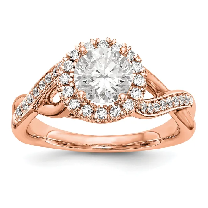 Rings Goldiacom 14K Rose Gold Round Simulated Diamond Halo Engagement Ring Rings Goldiacom 14K Rose Gold Round Simulated Diamond Halo Engagement Ring