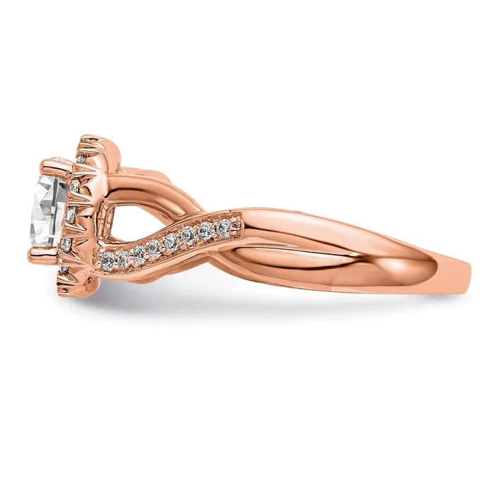 Rings Goldiacom 14K Rose Gold Round Simulated Diamond Halo Engagement Ring