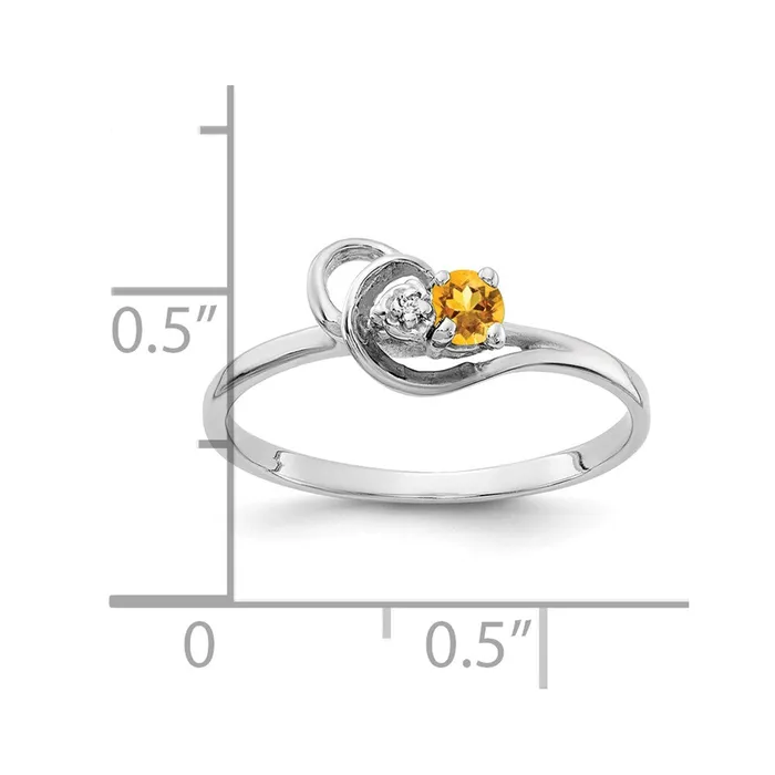 Rings Goldiacom 14k White Gold 3mm Citrine VS Real Diamond ring