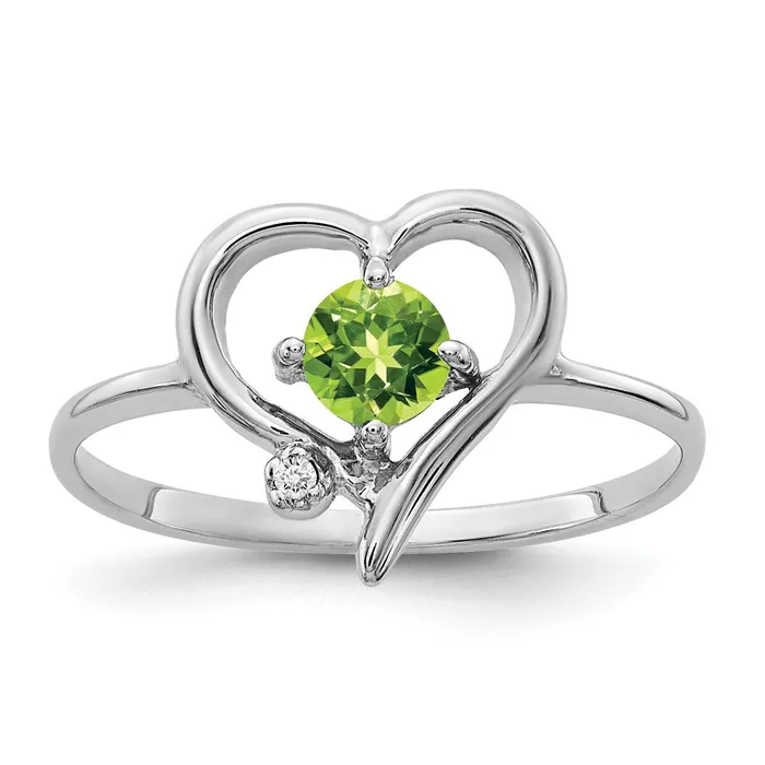 Rings Goldiacom 14k White Gold 4mm Peridot AAA Real Diamond ring