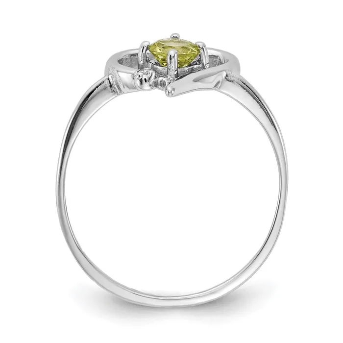 Rings Goldiacom 14k White Gold 4mm Peridot AAA Real Diamond ring