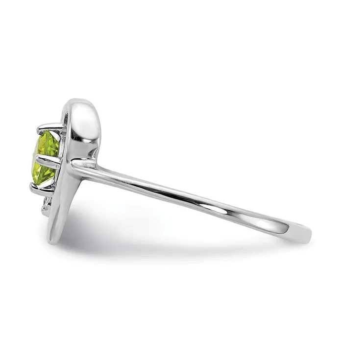 Rings Goldiacom 14k White Gold 4mm Peridot AAA Real Diamond ring