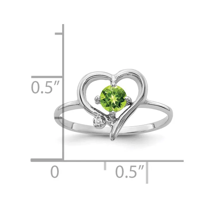 Rings Goldiacom 14k White Gold 4mm Peridot AAA Real Diamond ring