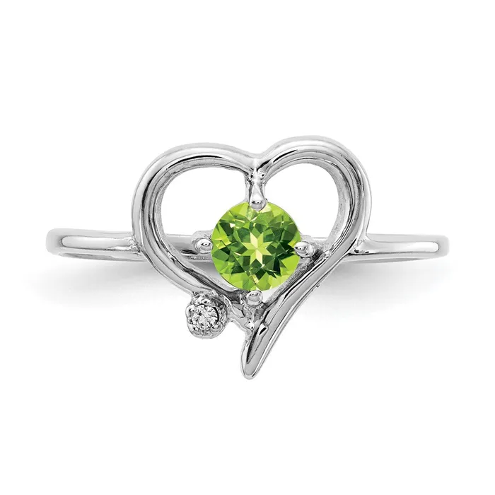 Rings Goldiacom 14k White Gold 4mm Peridot AAA Real Diamond ring