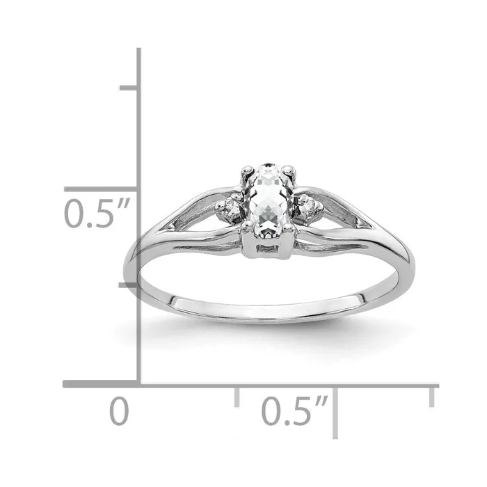 Rings Goldiacom 14k White Gold 5x3mm Oval Cubic Zirconia AA Real Diamond ring