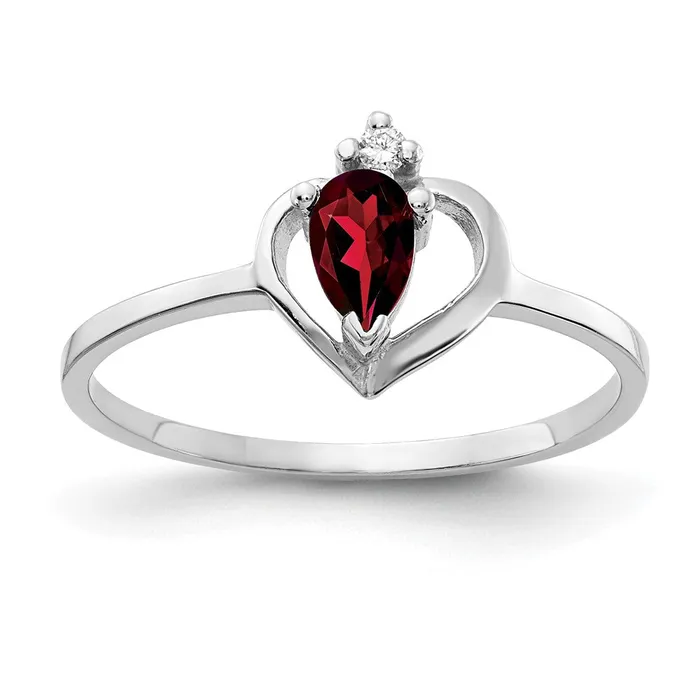 Rings Goldiacom 14k White Gold 5x3mm Pear Garnet VS Real Diamond ring