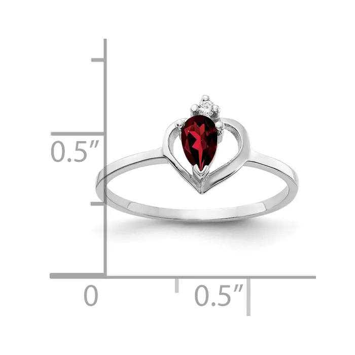Rings Goldiacom 14k White Gold 5x3mm Pear Garnet VS Real Diamond ring