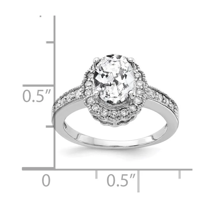 Rings Goldiacom 14k White Gold 8x6mm Oval Cubic Zirconia AAA Real Diamond ring