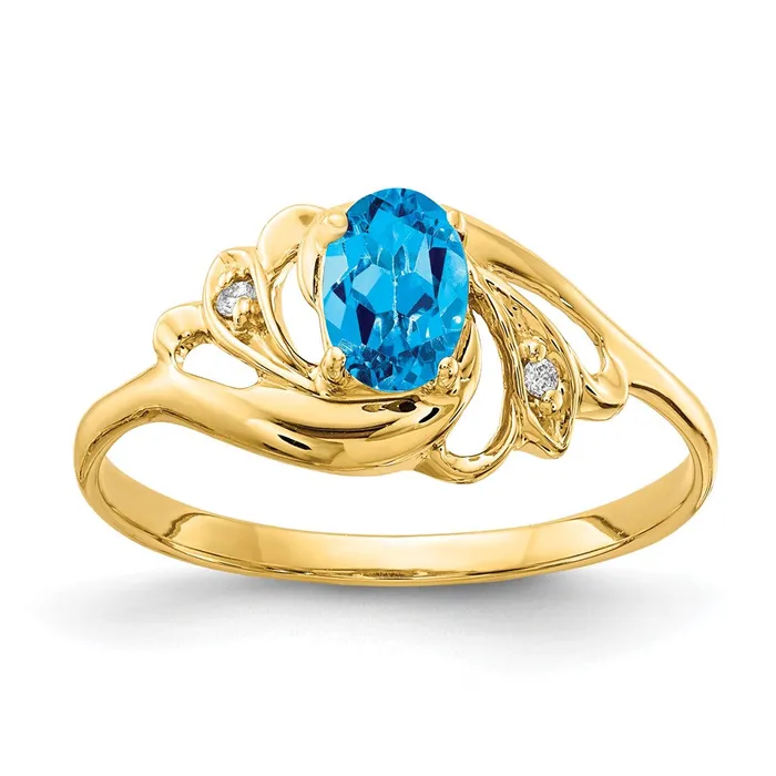 Rings Goldiacom 14K Yellow Gold 6x4mm Oval Blue Topaz Checker A Real Diamond ring Rings Goldiacom 14K Yellow Gold 6x4mm Oval Blue Topaz Checker A Real Diamond ring