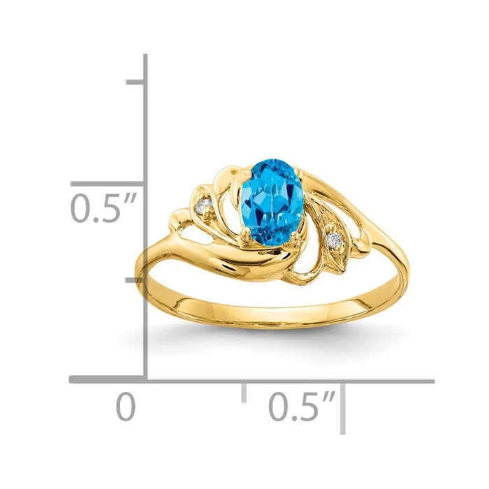 Rings Goldiacom 14K Yellow Gold 6x4mm Oval Blue Topaz Checker A Real Diamond ring