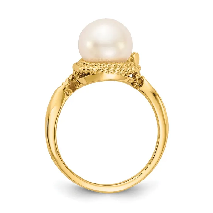 Rings Goldiacom 14K Yellow Gold 85mm FW Cultured Pearl VS Real Diamond ring