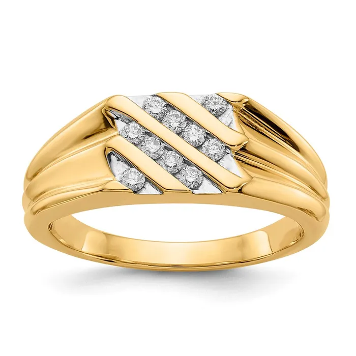 Rings Goldiacom 14K Yellow Gold Real Diamond Mens Ring