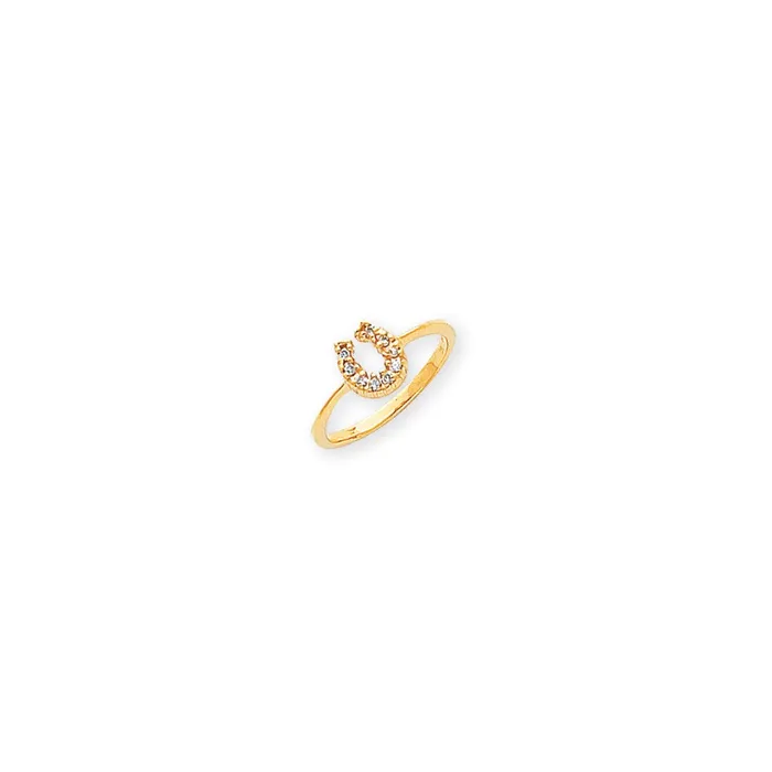 Rings Goldiacom 14K Yellow Gold VS Real Diamond horseshoe ring