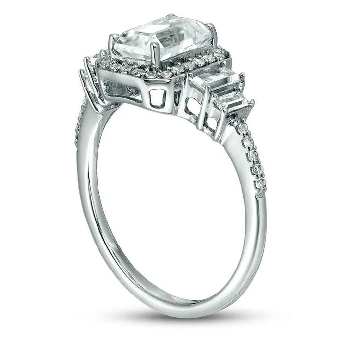 Rings Goldia EmeraldCut LabCreated White Sapphire Octagonal Frame Stepped Collar Ring in Sterling Silver Rings Goldia EmeraldCut LabCreated White Sapphire Octagonal Frame Stepped Collar Ring in Sterling Silver