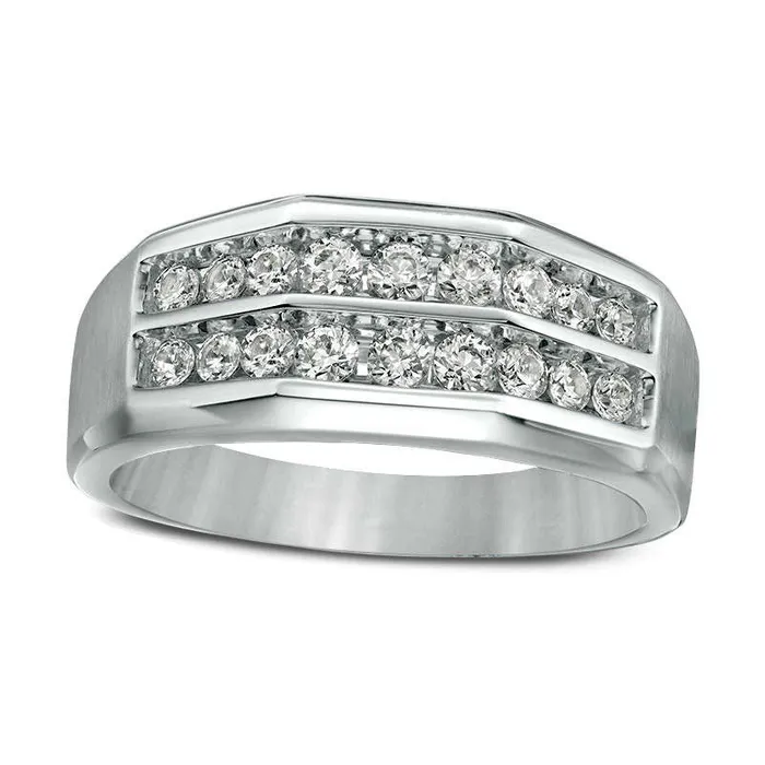 Rings Goldia Mens 075 CT TW Natural Diamond Double Row ChannelSet Anniversary Band in Solid 10K White Gold Rings Goldia Mens 075 CT TW Natural Diamond Double Row ChannelSet Anniversary Band in Solid 10K White Gold
