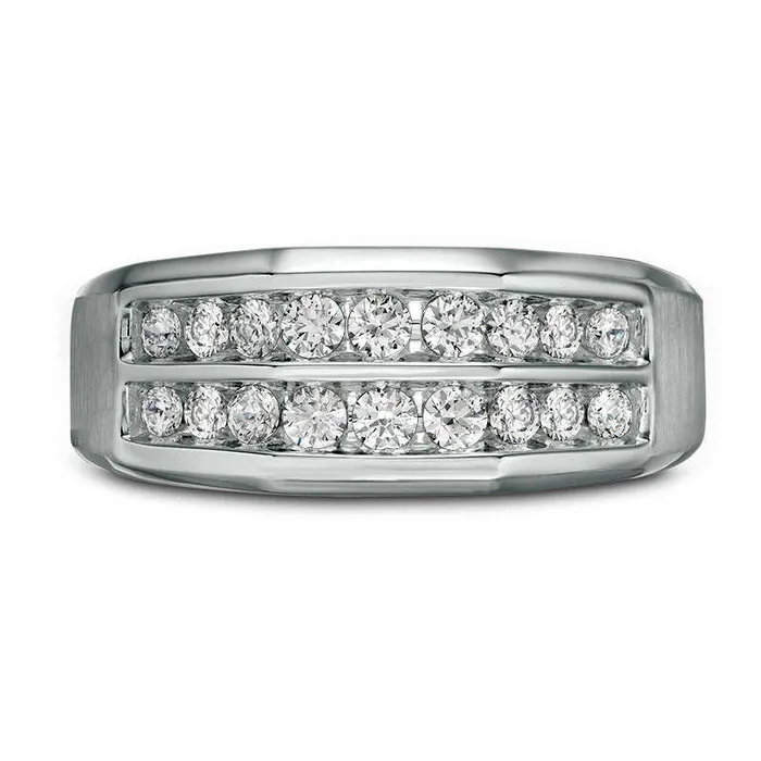 Rings Goldia Mens 075 CT TW Natural Diamond Double Row ChannelSet Anniversary Band in Solid 10K White Gold Rings Goldia Mens 075 CT TW Natural Diamond Double Row ChannelSet Anniversary Band in Solid 10K White Gold