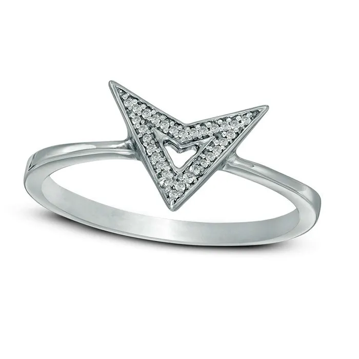 Rings Goldia Natural Diamond Accent Chevron Triangle Ring in Sterling Silver Rings Goldia Natural Diamond Accent Chevron Triangle Ring in Sterling Silver