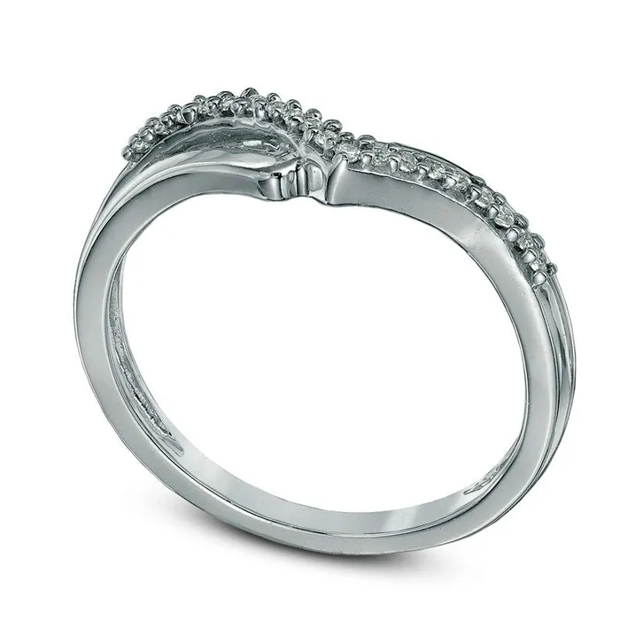 Rings Goldia Natural Diamond Accent Double Row Chevron Midi Ring in Sterling Silver Rings Goldia Natural Diamond Accent Double Row Chevron Midi Ring in Sterling Silver