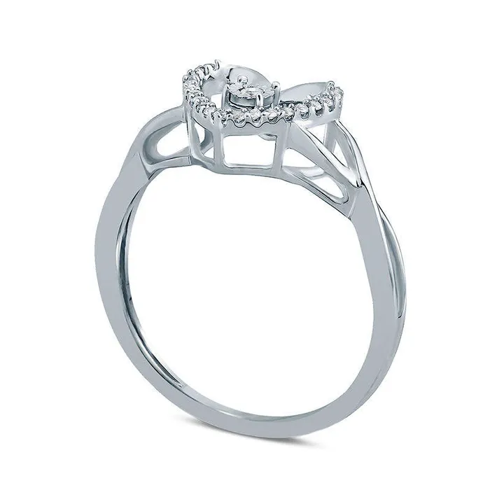 Rings Goldia Natural Diamond Accent Heart Frame Twist Shank Ring in Sterling Silver Rings Goldia Natural Diamond Accent Heart Frame Twist Shank Ring in Sterling Silver