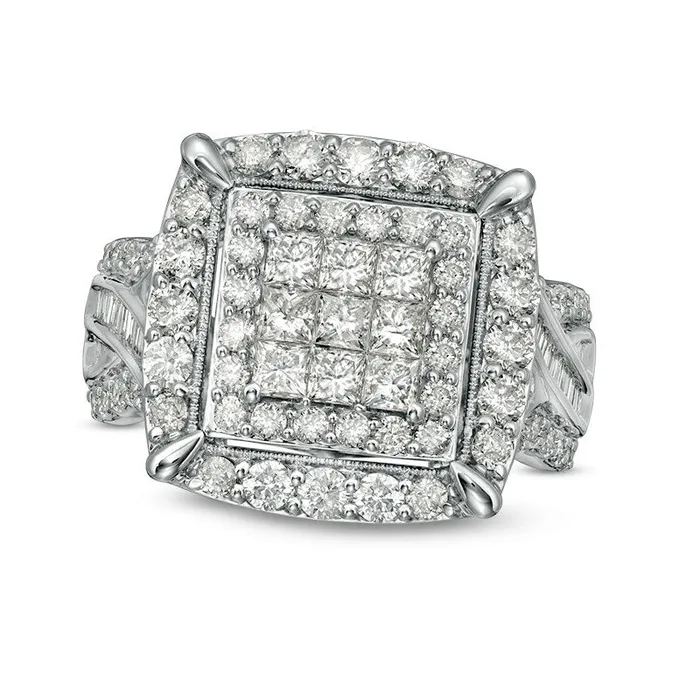 Rings Goldia Previously Owned 20 CT TW Composite PrincessCut Natural Diamond Frame Antique VintageStyle Engagement Ring in Solid 10K White Gold Rings Goldia Previously Owned 20 CT TW Composite PrincessCut Natural Diamond Frame Antique VintageStyle Engagement Ring in Solid 10K White Gold