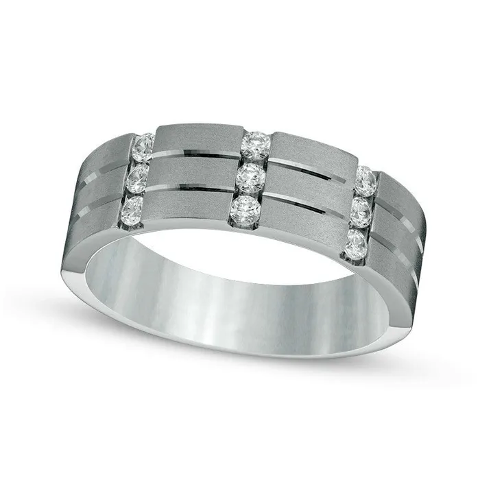 Rings Goldia Previously Owned Mens 033 CT TW Natural Diamond Nine Stone Anniversary Band in Solid 10K White Gold