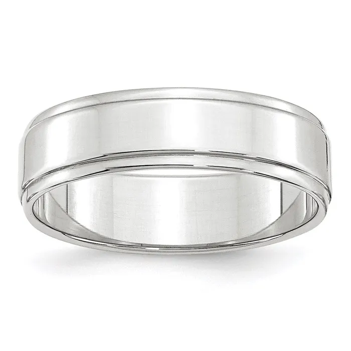Rings Goldia Solid 10K White Gold 6mm Flat with Step Edge MensWomens Wedding Band Ring Size 4 Rings Goldia Solid 10K White Gold 6mm Flat with Step Edge MensWomens Wedding Band Ring Size 4