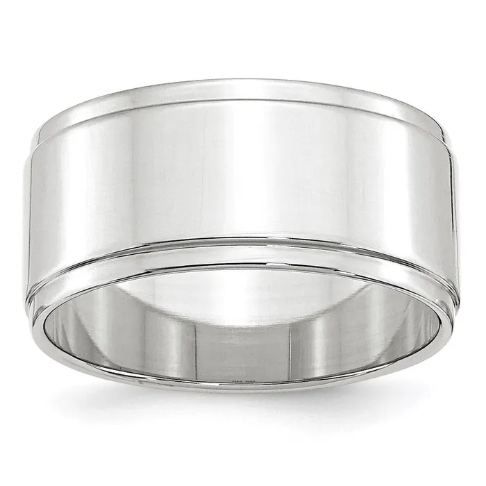 Rings Goldia Solid 14K White Gold 10mm Flat with Step Edge MensWomens Wedding Band Ring Size 95 Rings Goldia Solid 14K White Gold 10mm Flat with Step Edge MensWomens Wedding Band Ring Size 95