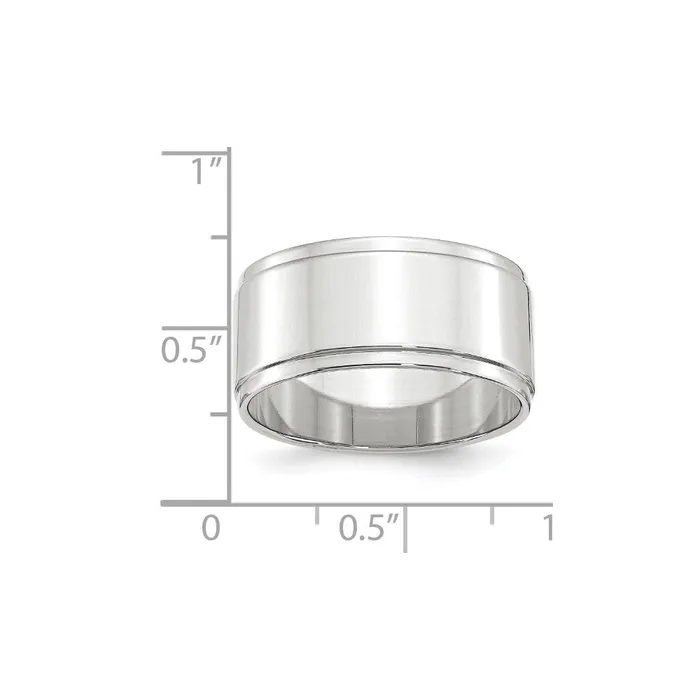 Rings Goldia Solid 14K White Gold 10mm Flat with Step Edge MensWomens Wedding Band Ring Size 95 Rings Goldia Solid 14K White Gold 10mm Flat with Step Edge MensWomens Wedding Band Ring Size 95