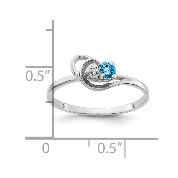 Rings Goldia Solid 14k White Gold 3mm Simulated Blue Topaz A CZ Ring