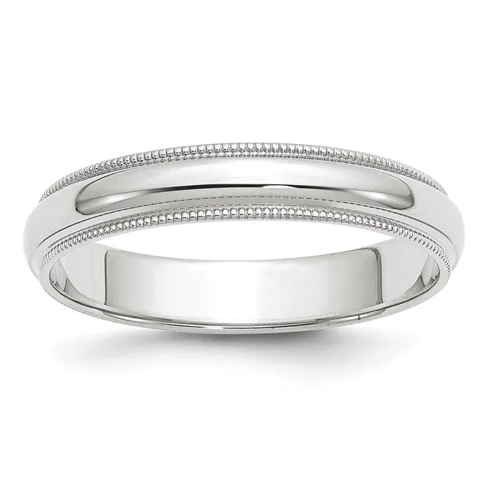 Rings Goldia Solid 14K White Gold 4mm Milgrain Half Round MensWomens Wedding Band Ring Size 13