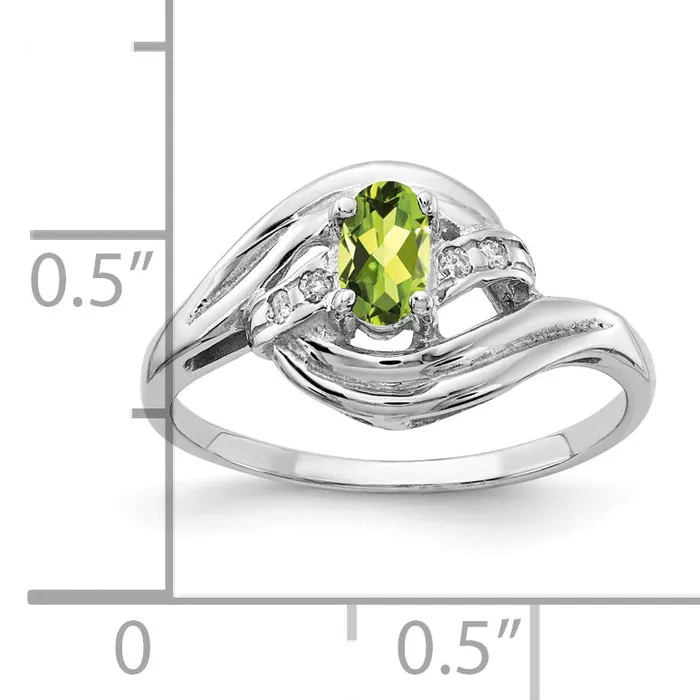 Rings Goldia Solid 14k White Gold 5x3mm Oval Simulated Peridot VS CZ Ring