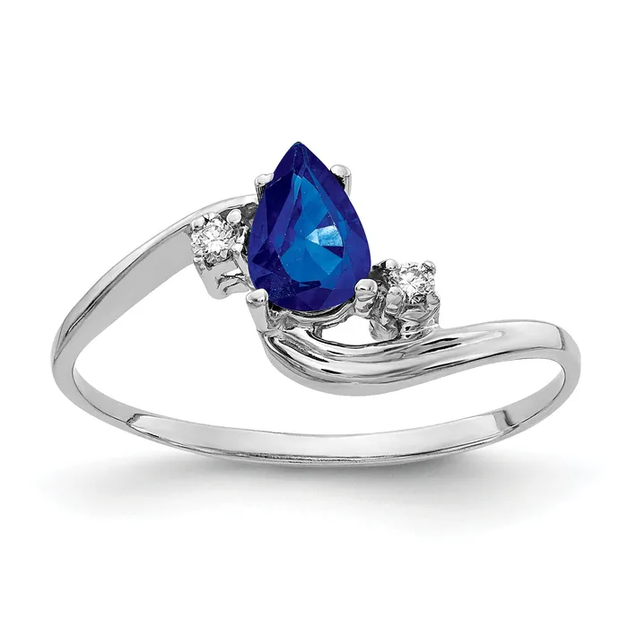 Rings Goldia Solid 14k White Gold 6x4mm Pear Simulated Sapphire VS CZ Ring Rings Goldia Solid 14k White Gold 6x4mm Pear Simulated Sapphire VS CZ Ring